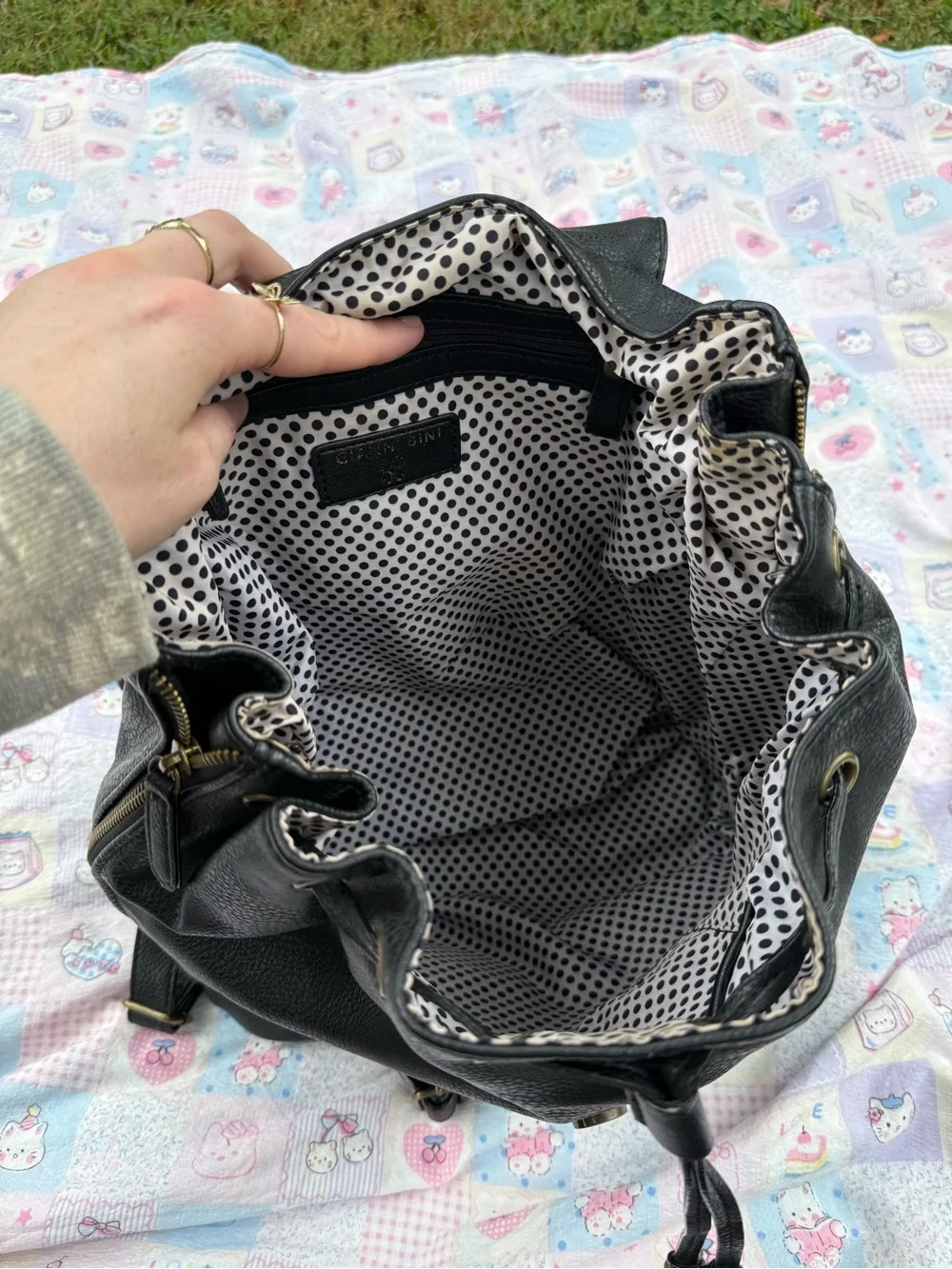 Gianni Bini Black Leather Backpack